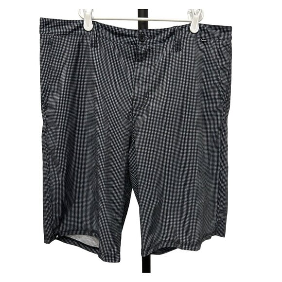 Hurley Mens Houndstooth Patterned Shorts Black White Sz - Picture 1 of 8